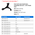 thumbnail image 2 of Front Left Lower Control Arm - Compatible with 2013 - 2015 Honda Civic 2014, 2 of 2