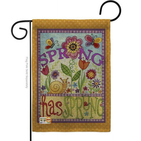 Breeze Decor BD-FL-G-104087-IP-DB-D-US16-AL 13 x 18.5 in. Bugs Spring Burlap Floral Impressions Decorative Vertical Double Sided Garden Flag