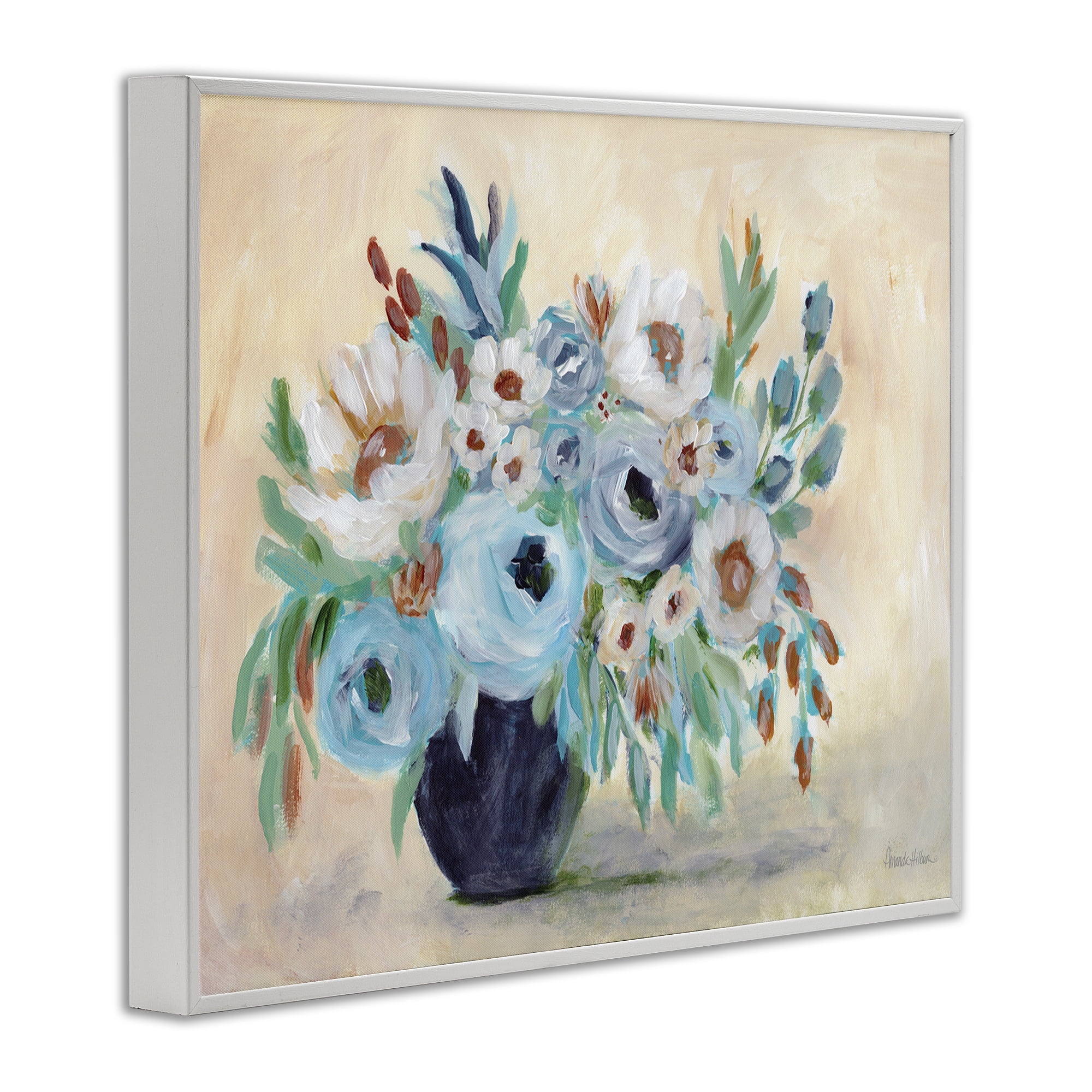 Stupell Industries Round Blooms Bouquet Botanical & Floral Painting White Framed Art Print Wall Art, 30 x 24