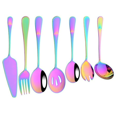 

UMMH Gold Stainless Steel Dinnerware Set Soup Spoon Colander Spoon Service Spoon Salad Fork Cake Spatula Kitchen Home Tableware