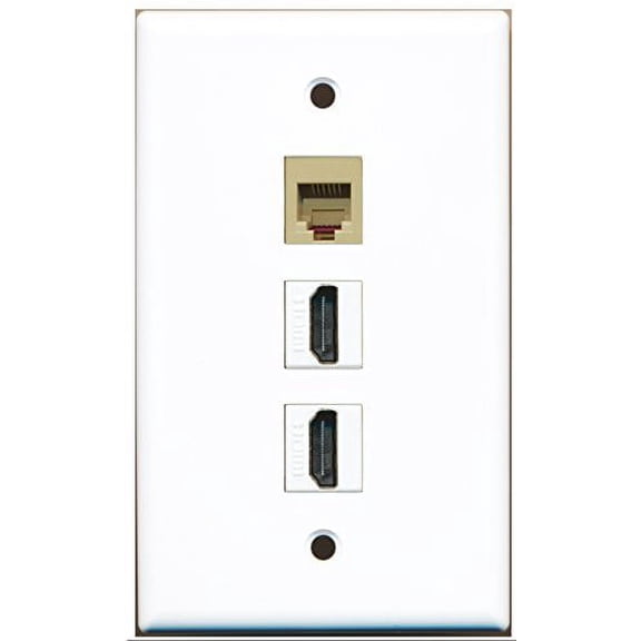 RiteAV - 2 Port HDMI 1 Phone RJ11 RJ12 Beige Wall Plate