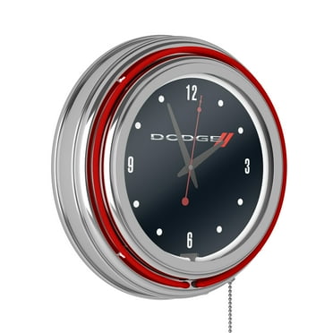 14" Retro Neon Wall Clock, Double Light Ring Vintage Style Clock by