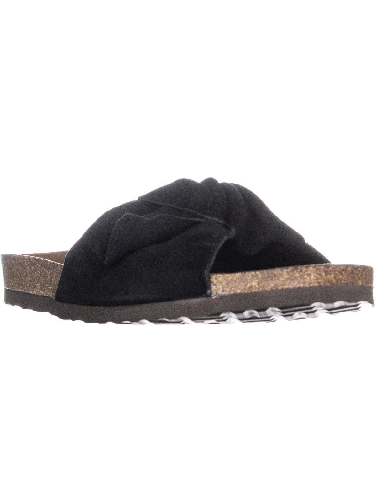 Womens White Mountain Henley Comfort Flat Slip on Sandals Black
