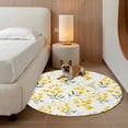 thumbnail image 2 of Round Rugs 5Ft, Yellow Flowers Spring Round Area Rug Washable Indoor Throw Carpet, Elegant Farmhouse Botanical Soft Non Slip Circle Rug for Cabinet Bathroom Home Decor Aesthetic, 2 of 8