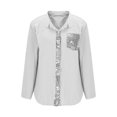 thumbnail image 3 of BSDJILFG Plus Size Blouses for Women Button Down Tops Long Sleeve Stand Up Collar Shirts with Sequined Pocket Tops ,S-5XL, 3 of 5