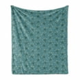 thumbnail image 1 of Turtle Soft Flannel Fleece Throw Blanket, Illustration of Floating Animals on Floral Patterned Background, Cozy Plush for Indoor and Outdoor Use, 60" x 80", Petrol Blue Dark Teal, by Ambesonne, 1 of 6