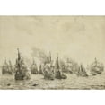 thumbnail image 3 of Willem van de Velde the Elder 14x11 Black Modern Framed Museum Art Print Titled - The Battle of Livorno (Leghorn) (C. 1659 - C. 1699), 3 of 5