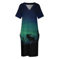 thumbnail image 4 of Vestido suelto de alce con luces del norte para mujer vestido de bolsillo ropa de fiesta de noche de graduación elegante, 4 of 7