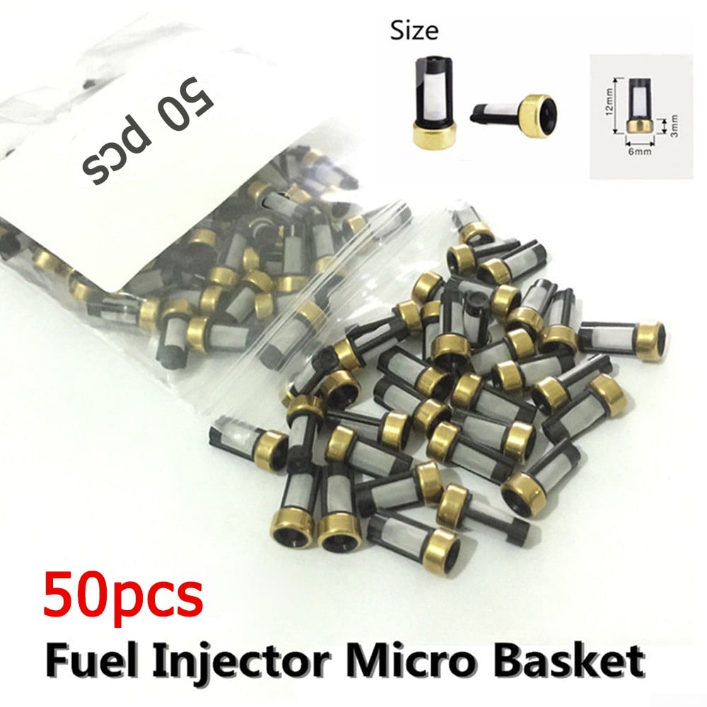 50pcs Fuel Injector Micro Basket Filter Fit for Honda & Subaru Car engine