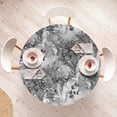thumbnail image 4 of Ambesonne Romantic Flowers Fitted Round Tablecloth, Melancholic Floral, 56"- 60" Diameter, Charcoal Grey Off White, 4 of 5