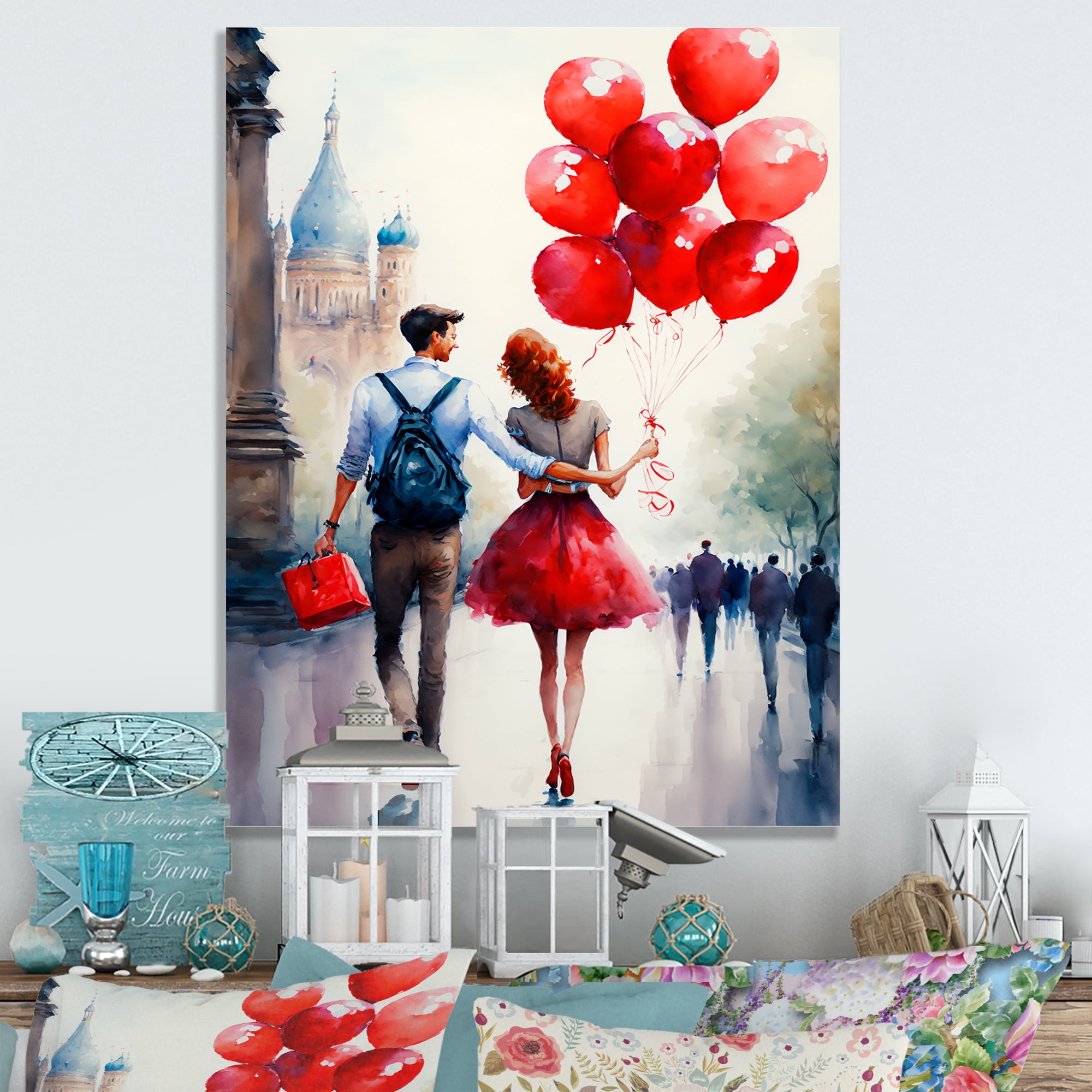 Designart Couples In Love In Paris I Canvas Wall Art