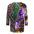 thumbnail image 4 of DDAPJ pyju Womens Mardi Gras Shirts Fancy Mask Printed 3/4 Sleeve Tunic Tops Plus Size Casual Crewneck Pullovers Holiday Tees Prime Sales of The Day Multicolor XXXXL, 4 of 5
