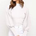 thumbnail image 5 of Duoif Sweaters for Women Trendy Womens High Collar Solid Color Long Sleeve Pullover Sweater Knit Thick Casual Tops Women's Sweaters Womens Tops White XL, 5 of 7