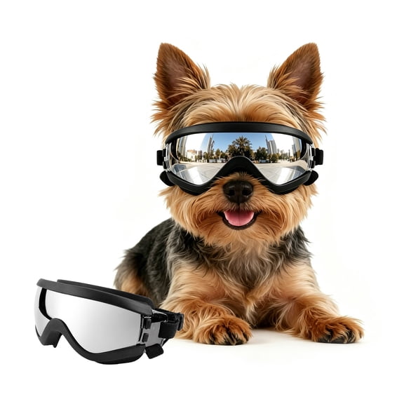 NAMSAN Small Dog Goggles UV Protection Puppy Sunglasses with Adjustable Straps, Black S