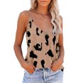 thumbnail image 1 of Top con tirantes finos para mujer, cuello en V, sin mangas, estampado de leopardo, Top informal de verano fresco a la moda, color caqui M, 1 of 5