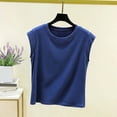 thumbnail image 2 of Staron Summer Sleeveless Tops for Women Casual Comfy Round Neck Basic Tank Top Solid Ribbed Cap Sleeve Shirt, Navy M, 2 of 5