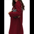 thumbnail image 3 of Abrigo de Guisante para Mujer, con Solapa y un Solo Botón, Cortavientos, Holgado, Informal, de Longitud Media, para Otoño e Invierno. Vino Tinto XL, 3 of 7