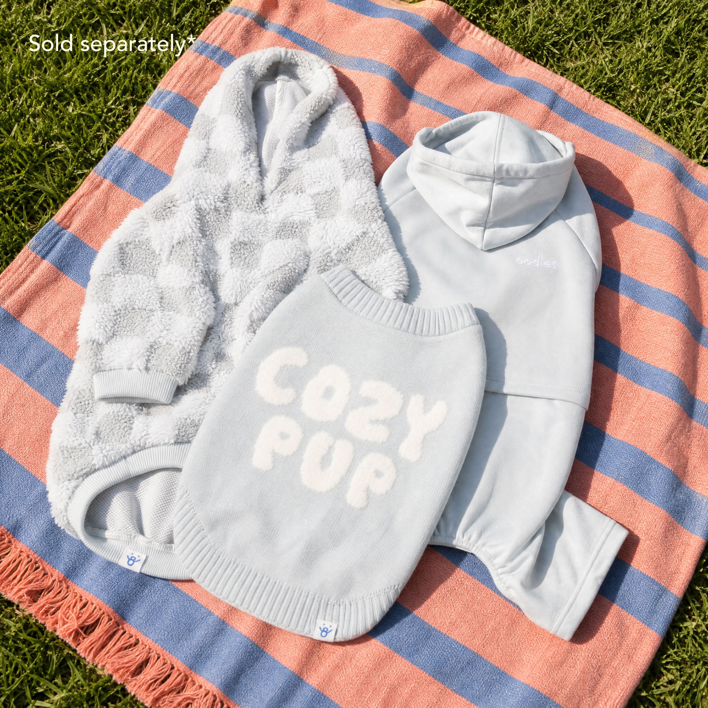 Oodles Cozy Pup Fall Dog Sweater, Blue, Small