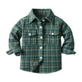 thumbnail image 2 of XXWXYD Toddler Boys Girls Plaid Shirt Jacket, Lapel Button Down Long Sleeve Tops Outwear, Flannel Casual Shacket Coat, 2 of 7