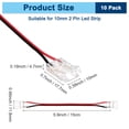 thumbnail image 3 of Uxcell Paquete de 10 conectores de tira de luz LED de 2 pines de 10 mm para tiras de luz LED de doble color COB 2835 3528 [Rojo Negro], 3 of 6