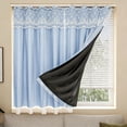 thumbnail image 4 of Double Layer Blackout Curtains Thermal Insulated Room Darkening Drapes No Drill Window Covering Bedroom Living Room Bay Window Sliding Door Privacy Home Decor Vintage Lace Overlay Curtain Panel, 4 of 7