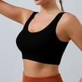 thumbnail image 3 of Womens Yoga Sports Bras Stretch Athletic Ribbed Tank Top Bralettes Scoop Neck Wireless Push Up Bra 30BC, Black, 3 of 7