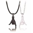 thumbnail image 1 of Couple Necklace Fashion Pinky Promise Holding Hands Clavicle Pendant--Black and Silver-Product code 45742 Black and Silver, 1 of 1
