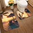 thumbnail image 2 of Honeii Hawaiian Sunset Beach Pattern Bathroom Anti-Skid Pad Bathroom Mat Vintage Seamless Pattern Not-Slip Toilet Rug Set, 2 of 6