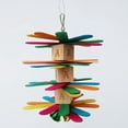 thumbnail image 4 of Parrot Chew Block Teeth Cleaning Wooden Fun Bird Chewing Block Parrot Bell Toy, 4 of 10