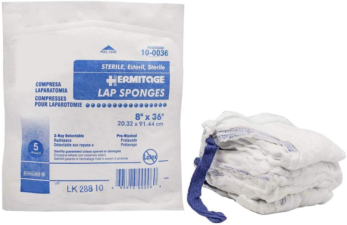 AMZ Medical Supply Case of 100 Surgical Laparotomy Sponges 8" x 36