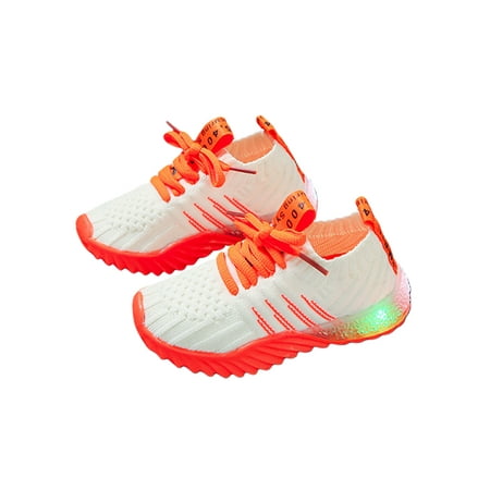 

Fangasis Kids Running Shoes Knit Upper Walking Shoe Slip On Sneakers Girls Boys Sock Sneaker Gym Anti-Slip Sports Beige Orange 6C