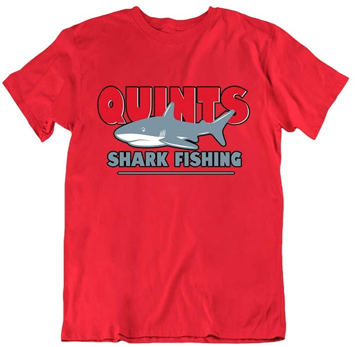 Quints Shark Fishing Funny Novelty Humor Fashion Design Cotton T-Shirt Red  