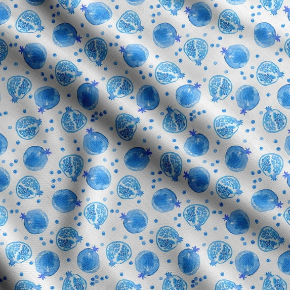 Soimoi Watercolor Fruit Print,Cotton Cambric, Quilting Fabric Sold by The Yard 42 Inch Wide, Medium Weight Cotton Fabric, SewingSupplies,Blue & White