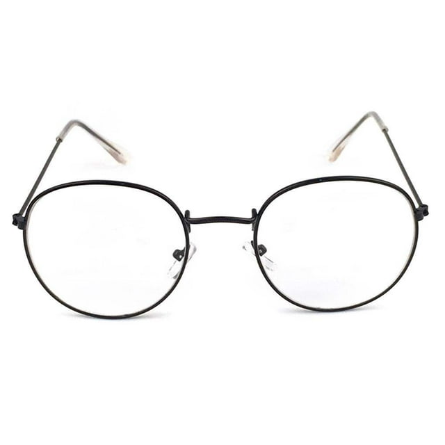 Metal Printing Round Large Frame Glasses Unisex Decorative round large Spectacles Lightweight Clear Lens Retro Eyewear