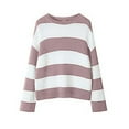 thumbnail image 3 of Sale Clearance Baberdicy Women's 2024 Autumn and Winter Round Neck Long Sleeve Striped Sweater Border European and American Clothing Bell Sleeve Loose Sweater Women, 3 of 7