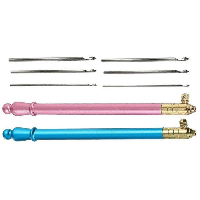 Ergonomic Handle Crochet Hook Kits Yarn Craft Tools Embroidery Beadwork 2 Sets