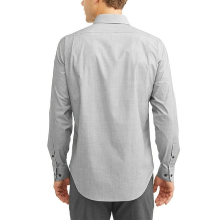 GEORGE - George Men's Long Sleeve Performance Dress Shirt, Up to 3XL ...