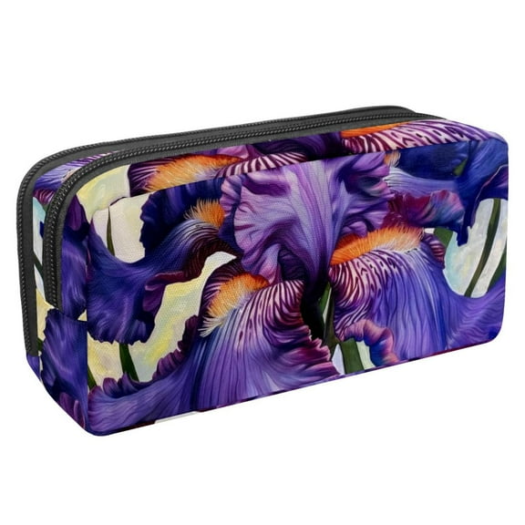 MUOOUM Pencil Case, Purple Iris Art Painting Large Capacity Pencil Pouch Stationery Pen Bag