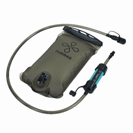 Puribag Adventure Bladder - 2 Liter Hydration System with Filter Replacement Reservoir for Daypack Use Hiking and Biking
