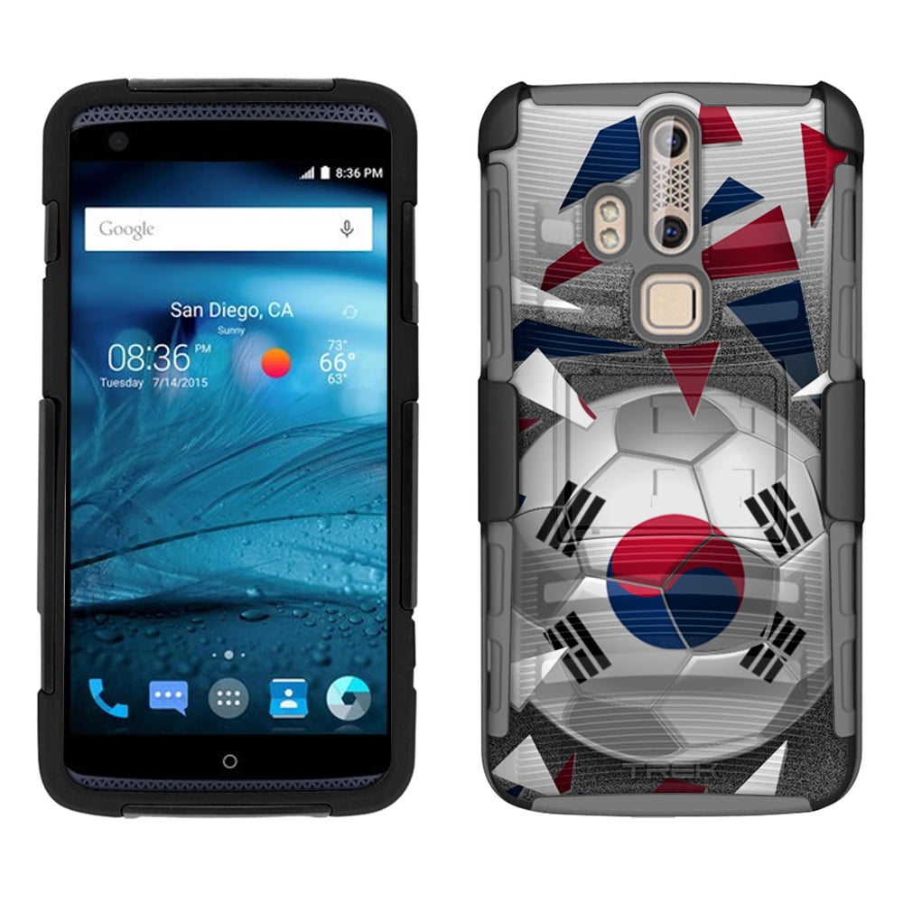 ZTE Axon Pro Armor Hybrid Case Soccer Ball Korea Flag 2 Piece Case with Holster... by Trek Media Group