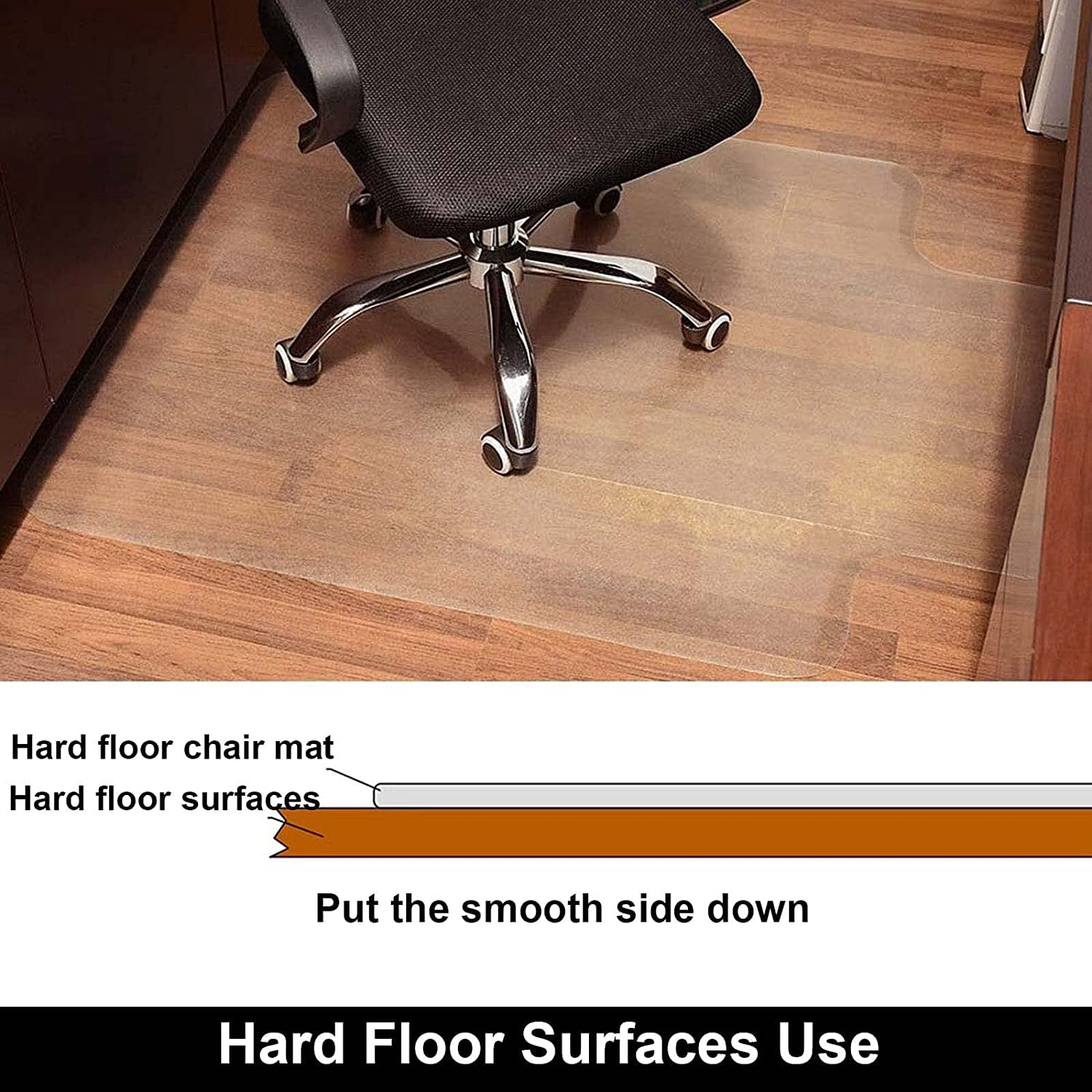 SOUNDANCE Chair Mat for Hardwood Floor 1/8’’ Thick Hard Sturdy Smooth Heavy Duty Delivered Flat 36’’ X 48’’ with Lip Highly Quality Protector for Office PC Under Desk Computer Gaming Rolling Chair 