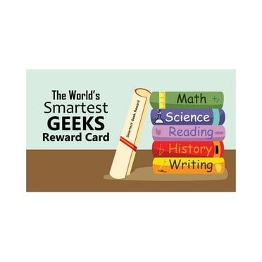 CathyFrank The World's Smartest Geeks Reward Punch Card Pack of 100, Student Incentives