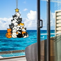 sruoe Sun Catchers Indoor Window, Stained Glass Panels, Acrylic Suncatcher, Suncatchers Outdoor Decoration, Christmas Home Garden Courtyard Window Hanging Ornament