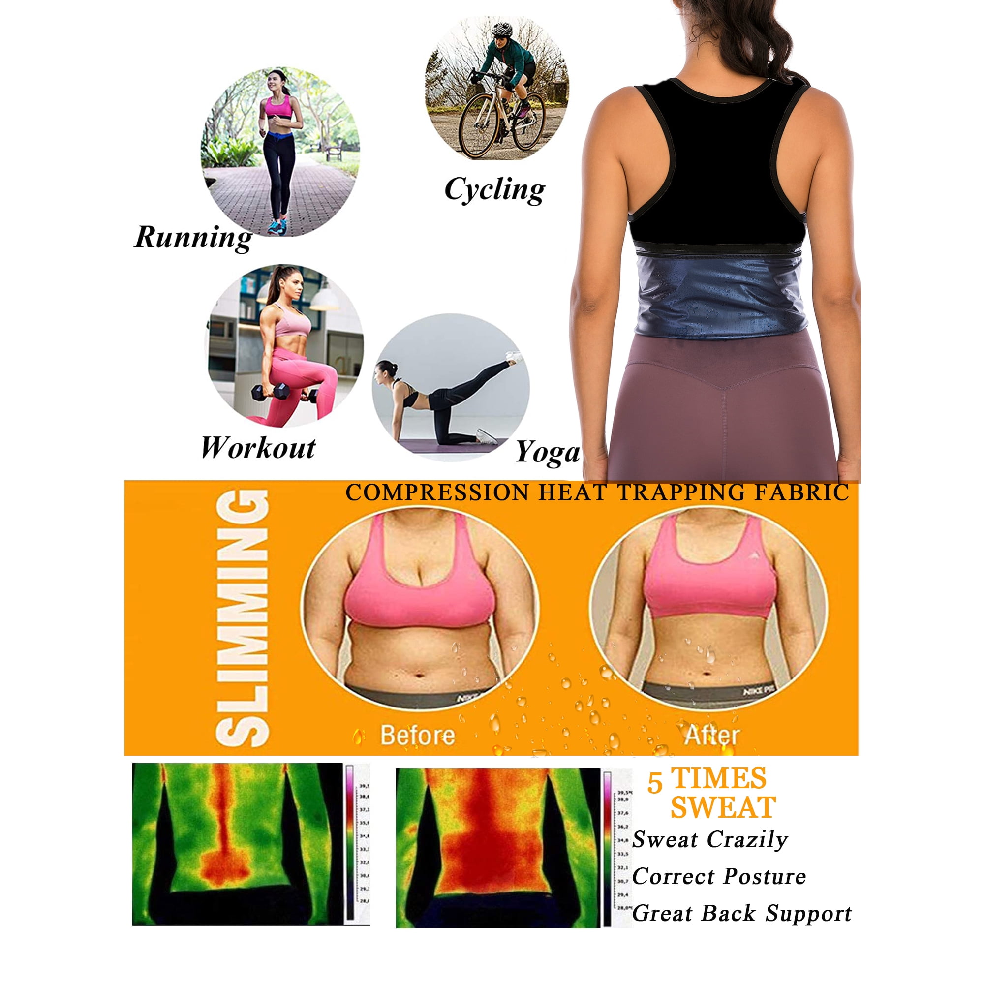 Women's heat trapping sweat shaper vest new arrivals