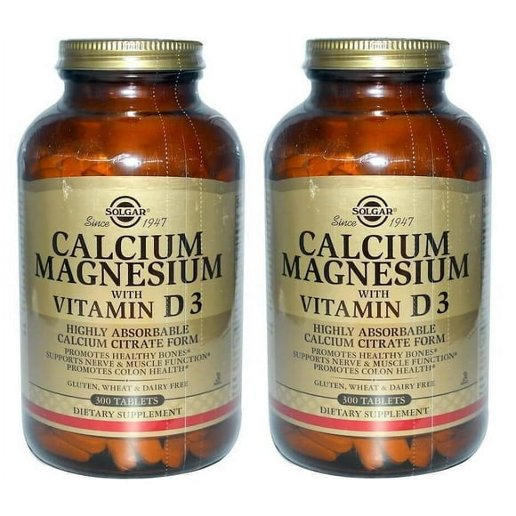 Solgar - Calcium, Magnésium avec Vitamine D3, 300 Comprimés - 2 Boîtes