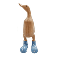 thumbnail image 3 of Estatua de pato de resina, escultura de jardín, lindos patos de dibujos animados con botas de agua con lunares, figura de buena suerte, azul-S, 3 of 6