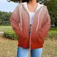 thumbnail image 2 of Women's Fashion Casual Hooded Sweatshirt Solid Color Long Sleeve Zip Up Hoodies Loose Lightweight Jacket with Pockets Red M, 2 of 5