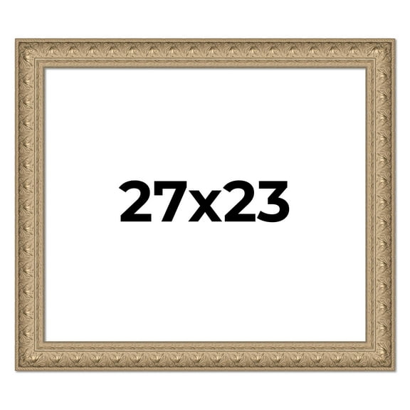 27x23 Frame Ornate Silver Beaded Solid Wood Picture Frame Width 2.5 Inches | Interior Depth 1