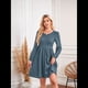thumbnail image 5 of Vestido de Mujer con Mangas Largas Tipo Farol, Cuello Redondo, Falda Evasé, Moda de Otoño Azul Mar S, 5 of 7