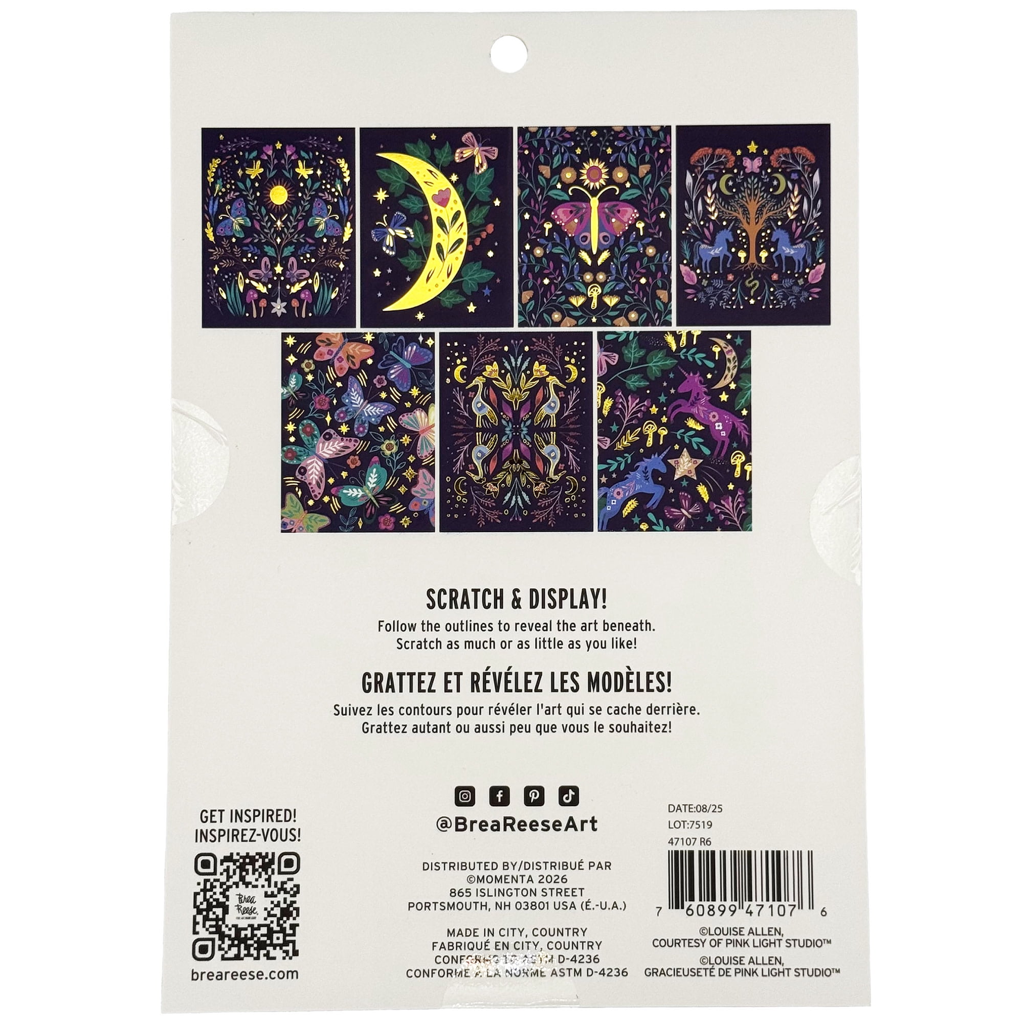 Brea Reese: Scratch Art Paper Pad - Enchanted Wood - 2 Each of 7 Designs, Foil Accents, Dual-Tip Stylus & Brush, Easy-to-Frame 6x8 Pages, Adult Craft